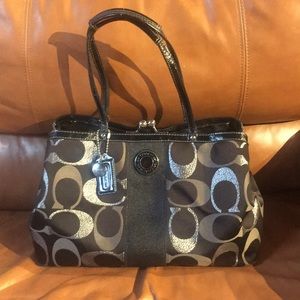 Used/Loved Coach Black Handbag with Clip Enclosure